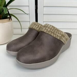 Skechers Taupe Pier Lite‎ Find Joy Wedge Mule Clogs Slip On Comfort Shoe Size 9